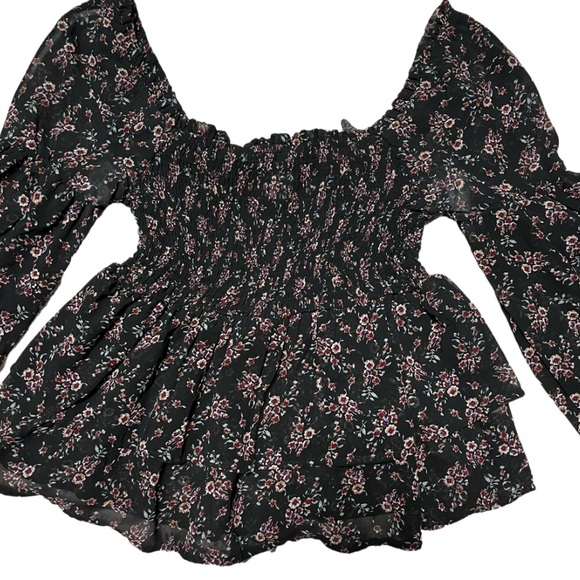 NWOT M Passport Women’s Floral Print Bohemian Festival Shirt Top 100% Polyester - Picture 2 of 6